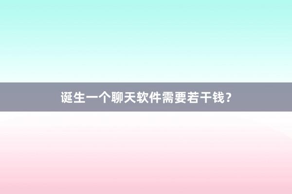 诞生一个聊天软件需要若干钱？